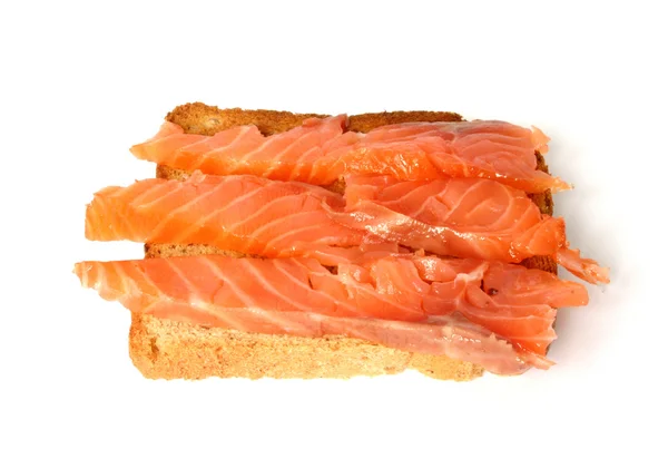 stock image Delicious toast with smoked salmon