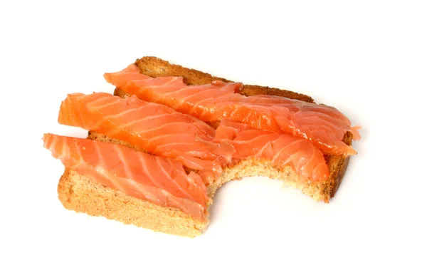 stock image Delicious toast with smoked salmon