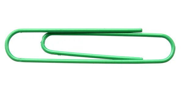 Green paper clip macro — Stock Photo, Image