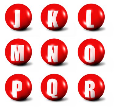 Alphabet made of red 3D spheres clipart