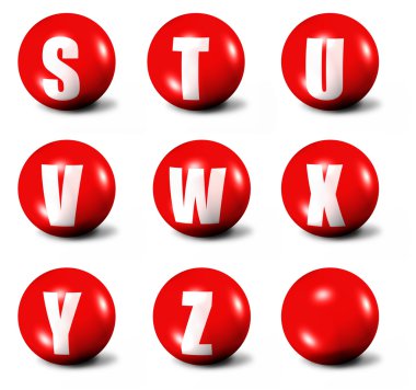 Alphabet made of red 3D spheres clipart