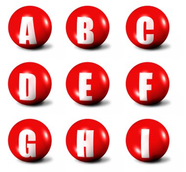 Alphabet made of red 3D balls clipart