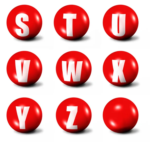 Алфавит из красных трехмерных сфер — стоковое фото