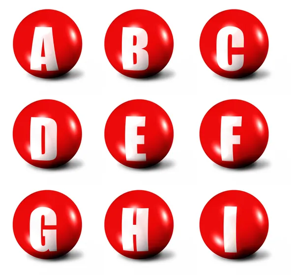 Alfabeto feito de bolas 3D vermelhas — Fotografia de Stock