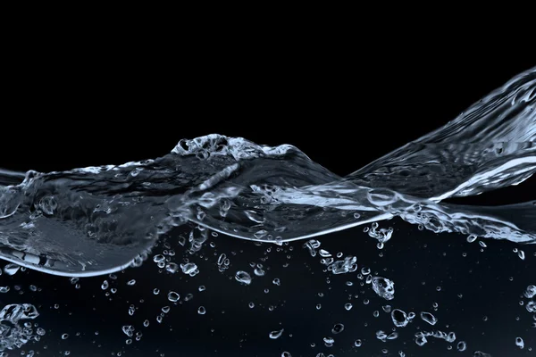 Water isolated on black — Stock Photo, Image