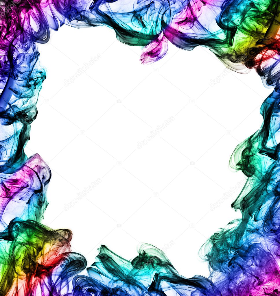 Colorful frame made of smoke