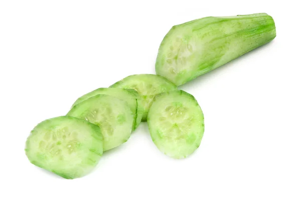 Cut ripe cucumber on white — Stock Photo, Image