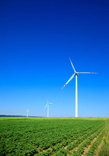 Kleine Gruppe von Windkraftanlagen — Stockfoto
