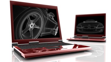 Two red laptop clipart