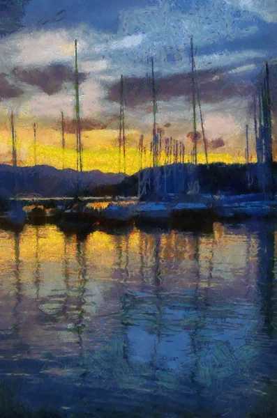 Puerto en la puesta del sol —  Fotos de Stock