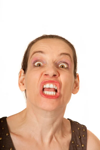 Frau mit verrücktem Ausdruck — Stockfoto