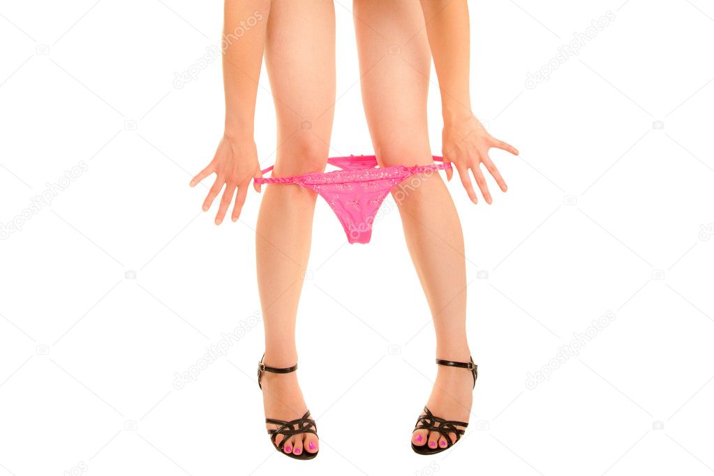 Woman with pink toenails taking off panties Stock Photo by ©deposit123  3594991
