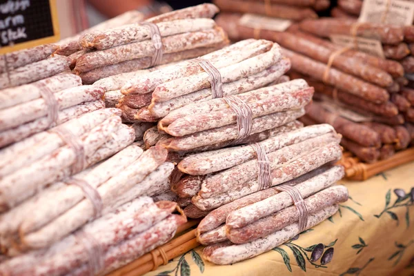 stock image Sausages at a market