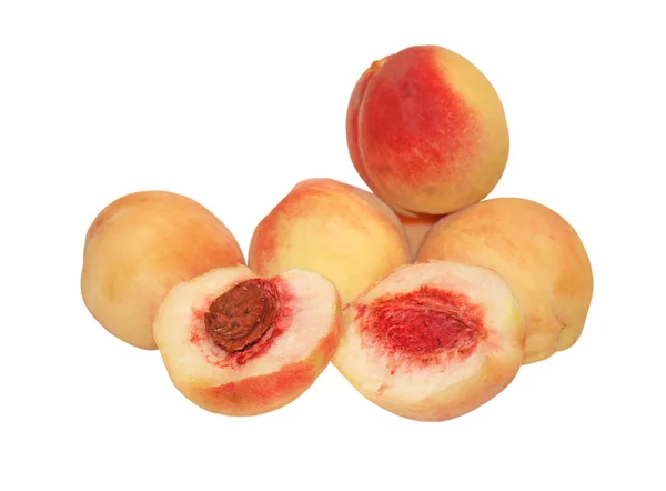 Ripe peaches on a white background — Stock Photo, Image