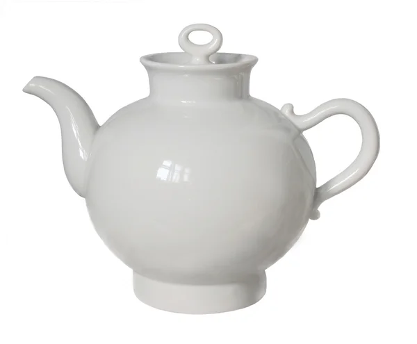 Белый фарфоровый чайник — стоковое фото