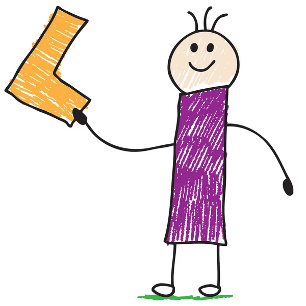 Παιδιού Doodle, κρατώντας το γράμμα λ — Διανυσματικό Αρχείο