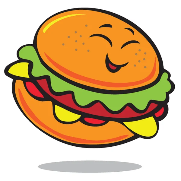 Lustiger Cartoon-Hamburger — Stockvektor