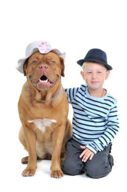 Boy with a female dog clipart