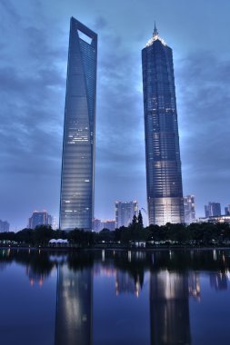 Skyscrapers in the district pudong of shanghai clipart