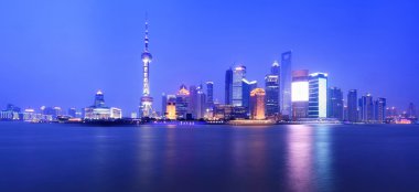 Night view of shanghai clipart