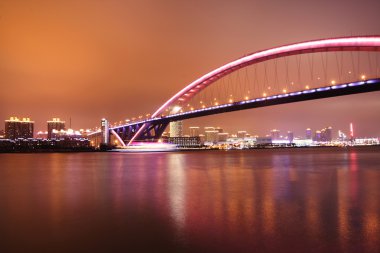 Night view of bridge clipart