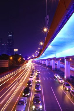 Night highway in shanghai clipart