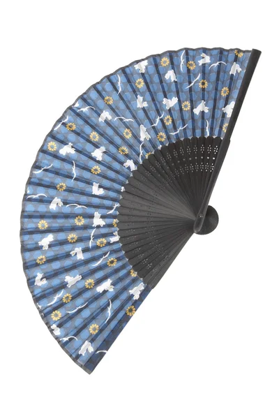 Blue silk fan — Stock Photo, Image