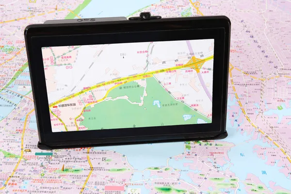 GPS med karta — Stockfoto