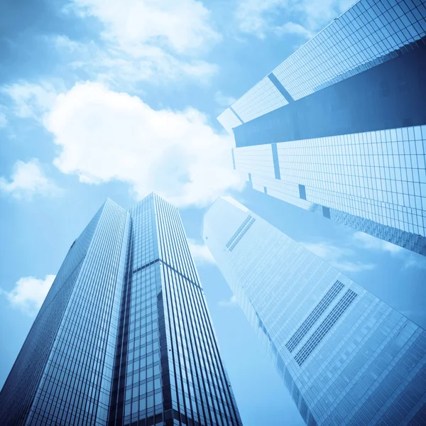Blue skyscrapers under the sky — Stock Photo, Image
