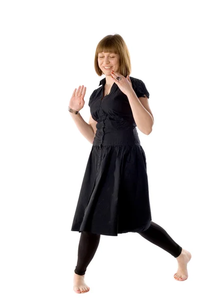 Kvinna som dansar i studio — Stockfoto