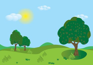 Green summer landscape. Vector. clipart