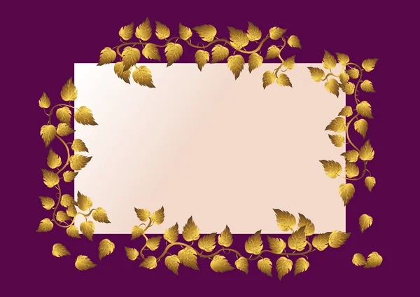 Cartão com folhas douradas. ilustração vetorial . —  Vetores de Stock
