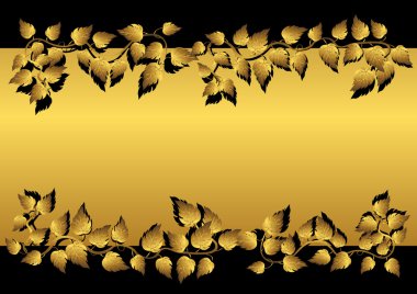 Gold leaves and banner. vector illustration. clipart