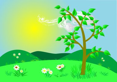 Summer landscape. Vector illustration. clipart