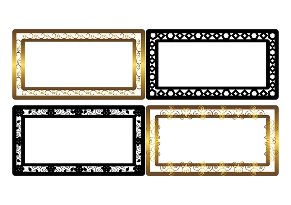 Conjunto de marcos dorados y negros. Vector . — Archivo Imágenes Vectoriales