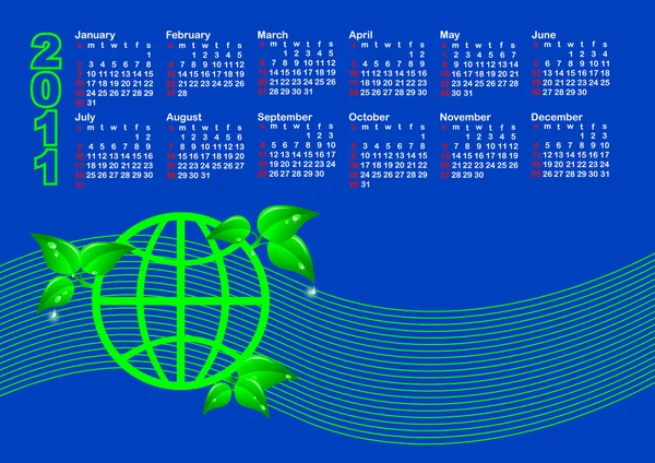 Екологічний календар 2011 року. Векторні . — стоковий вектор
