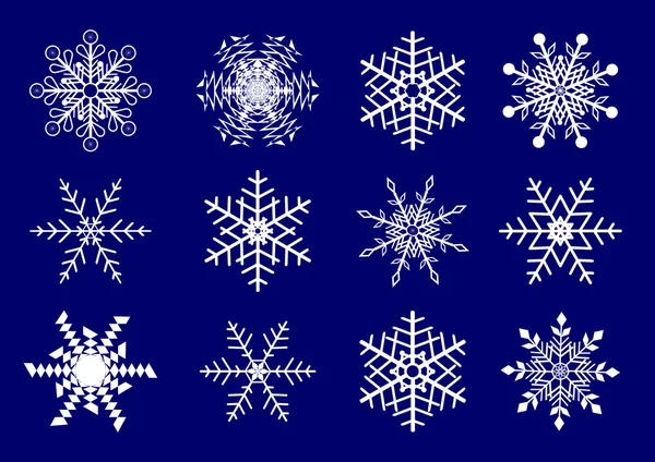 Ensemble vectoriel de flocons de neige . — Image vectorielle