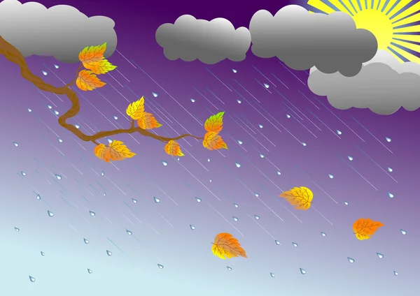 Podzimní větev stromu. vektorové ilustrace. — Stockový vektor