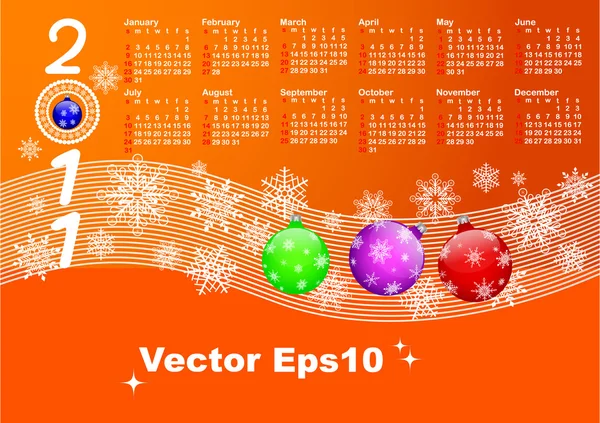 Calendar for year 2011. vector 10eps. — Stock Vector