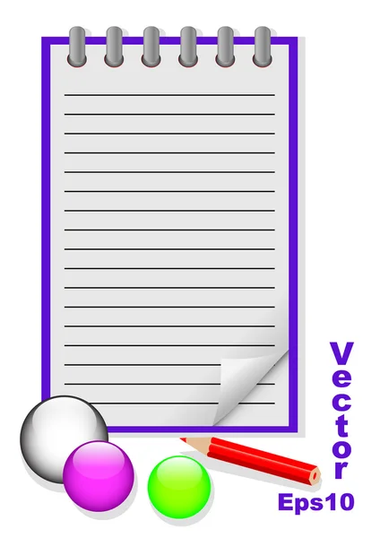 Cuaderno de iconos con lápiz. vector eps10 . — Vector de stock