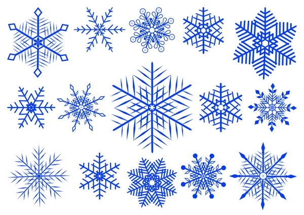 Ensemble vectoriel de flocons de neige . — Image vectorielle