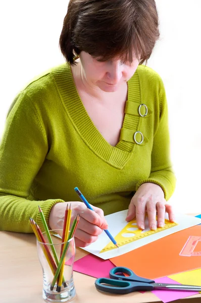 stock image Woman drawing a line