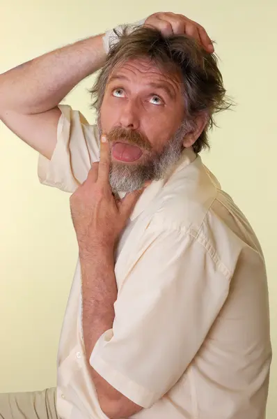 Man with a shaggy grey hair — Stock Photo, Image