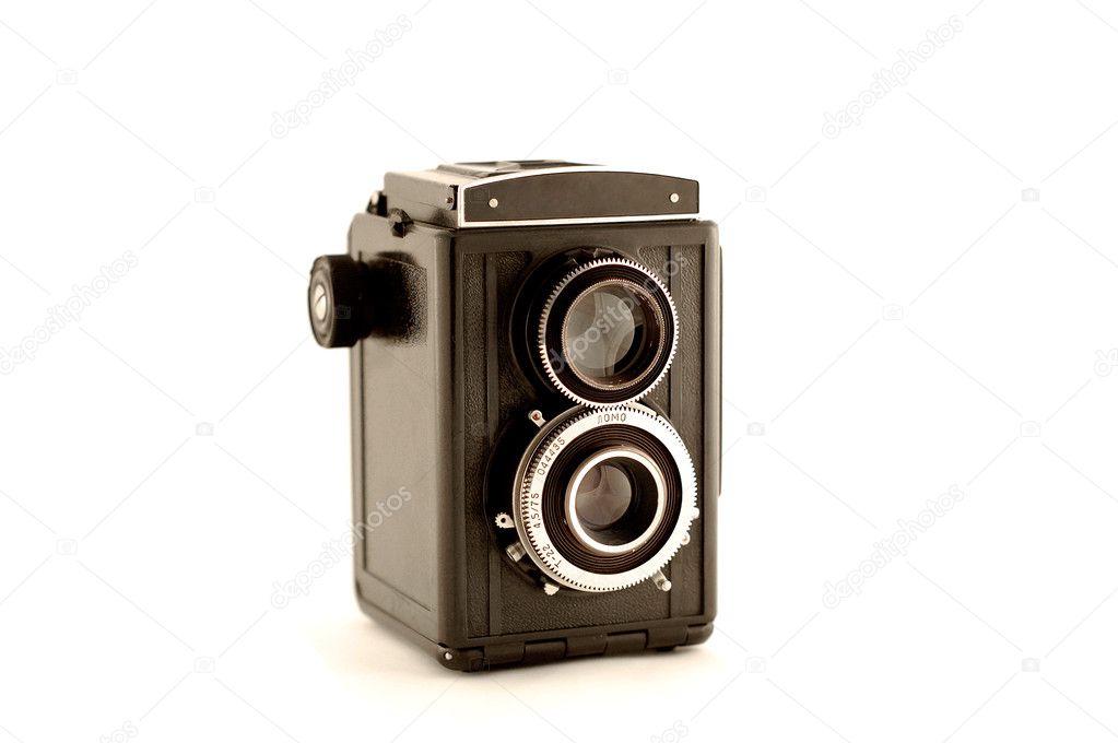 Old black film camera