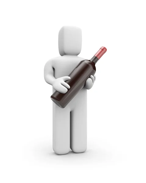 Pessoa segura uma garrafa de vinho — Fotografia de Stock