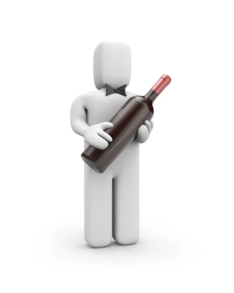 Person hält eine Flasche Wein — Stockfoto