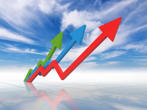 Üzleti grafikon - növekedés ég — Stock Fotó