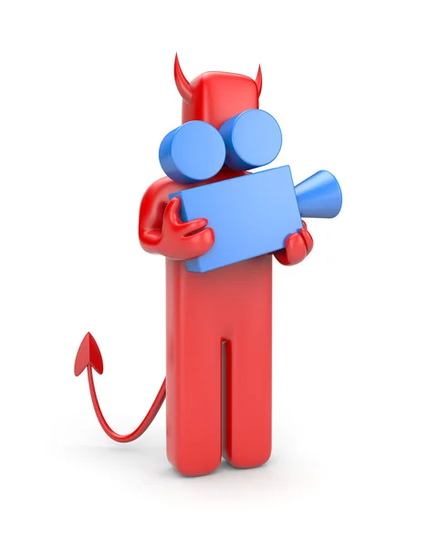 Devil hold video camera symbol — Stock Photo, Image