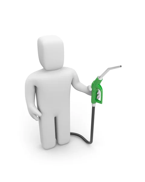 Persona con pompa di benzina — Foto Stock