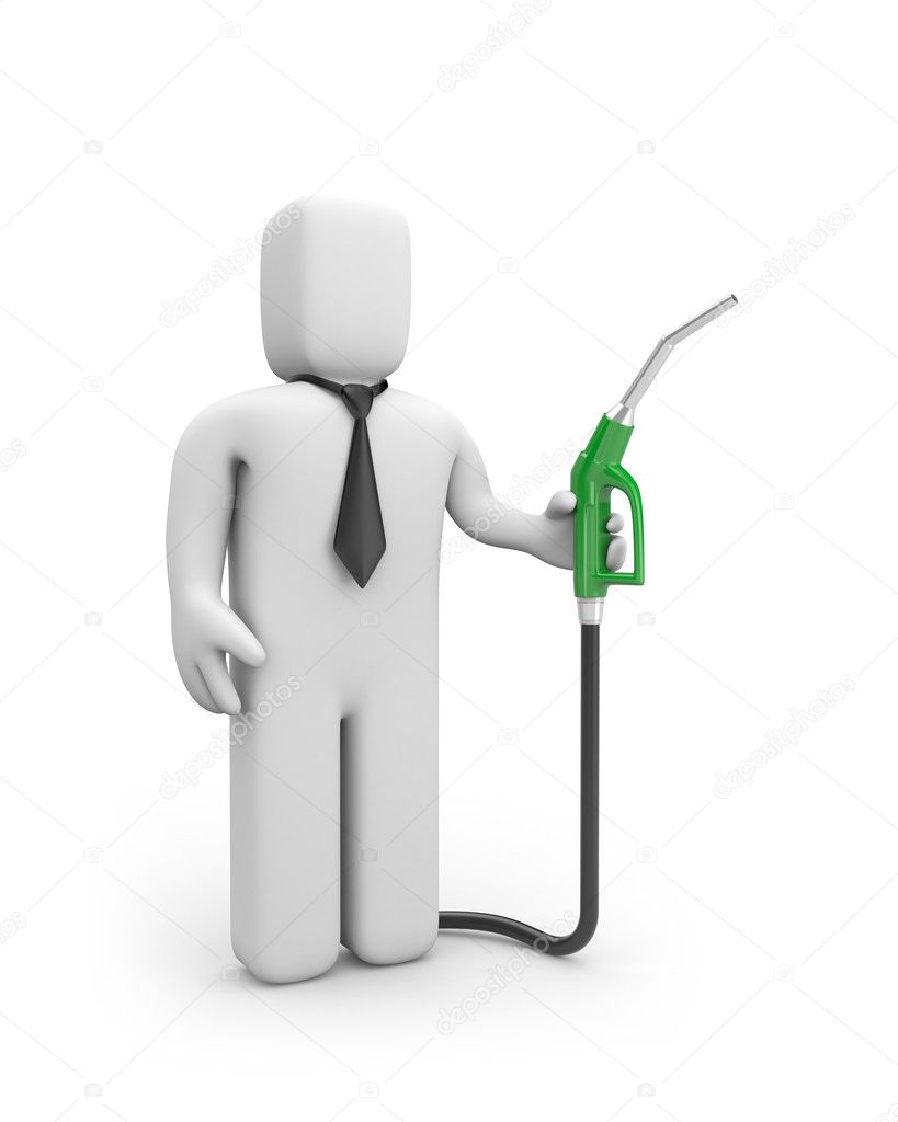 Businessman with gas pump. Business concept